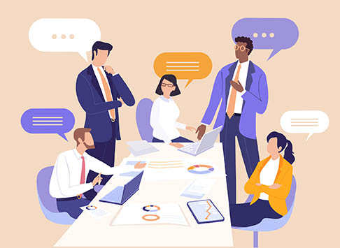 Executive Team Leadership A confident business people working in  office, symbolizing effective management, collaboration, and shared responsibility for success.